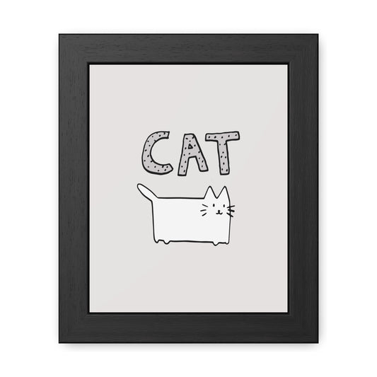 Cute Cat Framed Poster, Cat Lovers Wall Art, Pet Decor, Gift for Cat Owners, Minimalist Cat Print